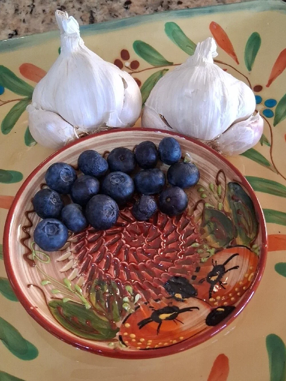 Hand-Painted Ceramic Garlic/ Fruit Grater. Made in Spain.